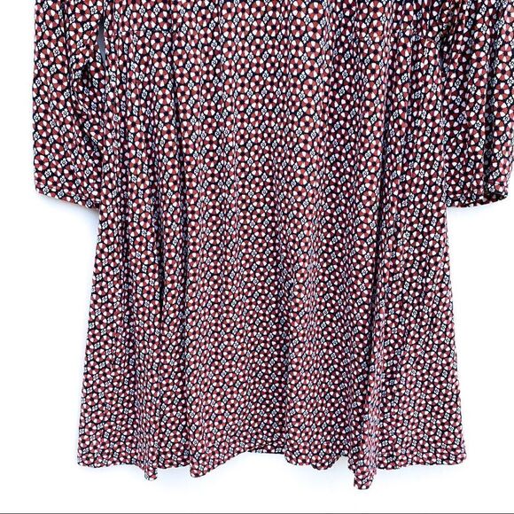 H&M Rust Navy Floral Print 3/4 Sleeve Dress - Picture 6 of 12